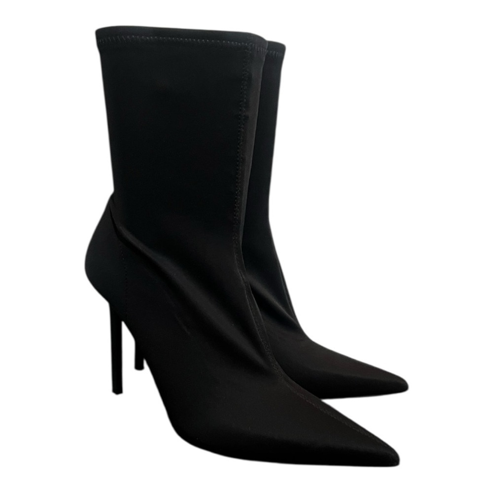 Zara Womens Ankle Boots 39 Stretch Fabric Stiletto Black 1110/010 Size US 8.5